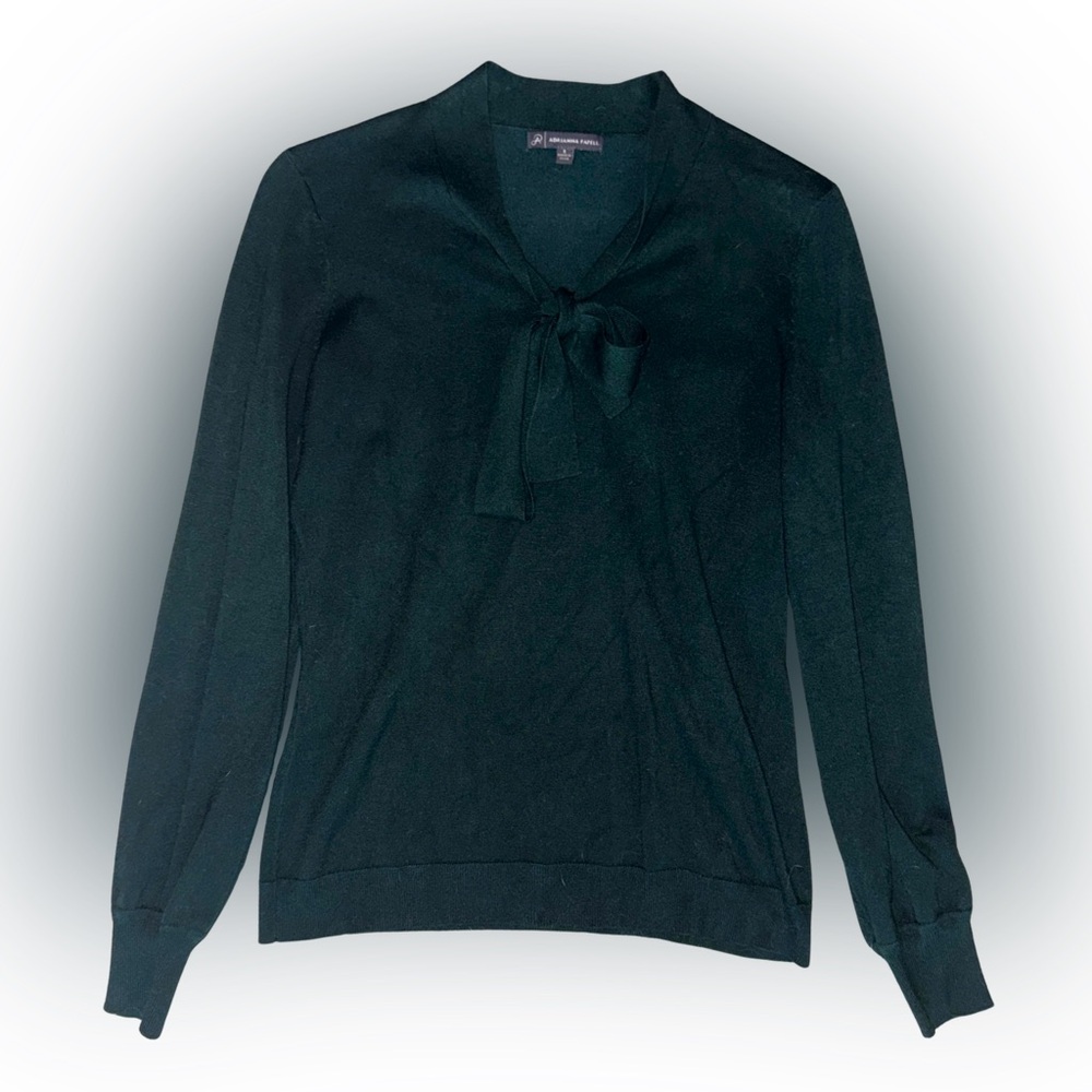 Adrianna Papell Dark Green V-Neck Sweater